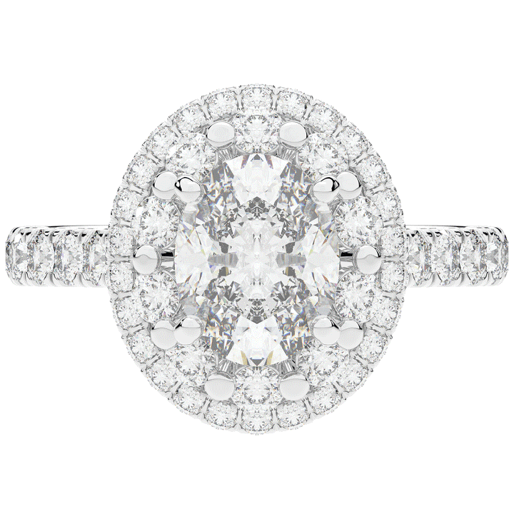 3.30CT.TW OVAL LAB DIAMOND DOUBLE HALO TWO TONE ENGAGEMENT RING - Nazarelle