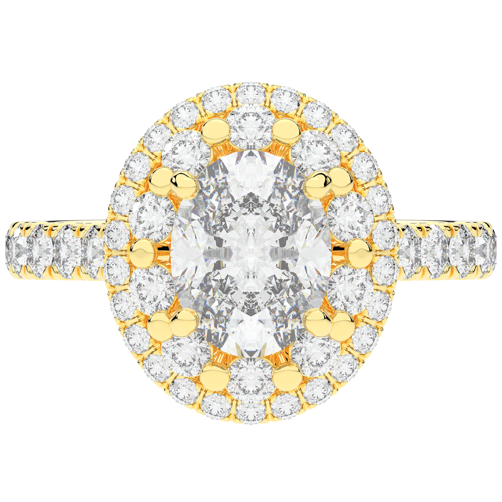3.30CT.TW OVAL LAB DIAMOND DOUBLE HALO TWO TONE ENGAGEMENT RING - Nazarelle