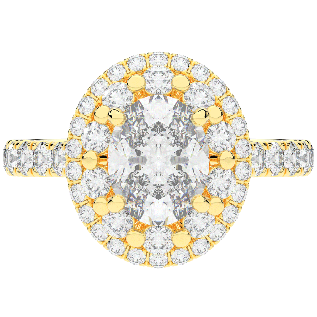 3.30CT.TW OVAL LAB DIAMOND DOUBLE HALO TWO TONE ENGAGEMENT RING - Nazarelle