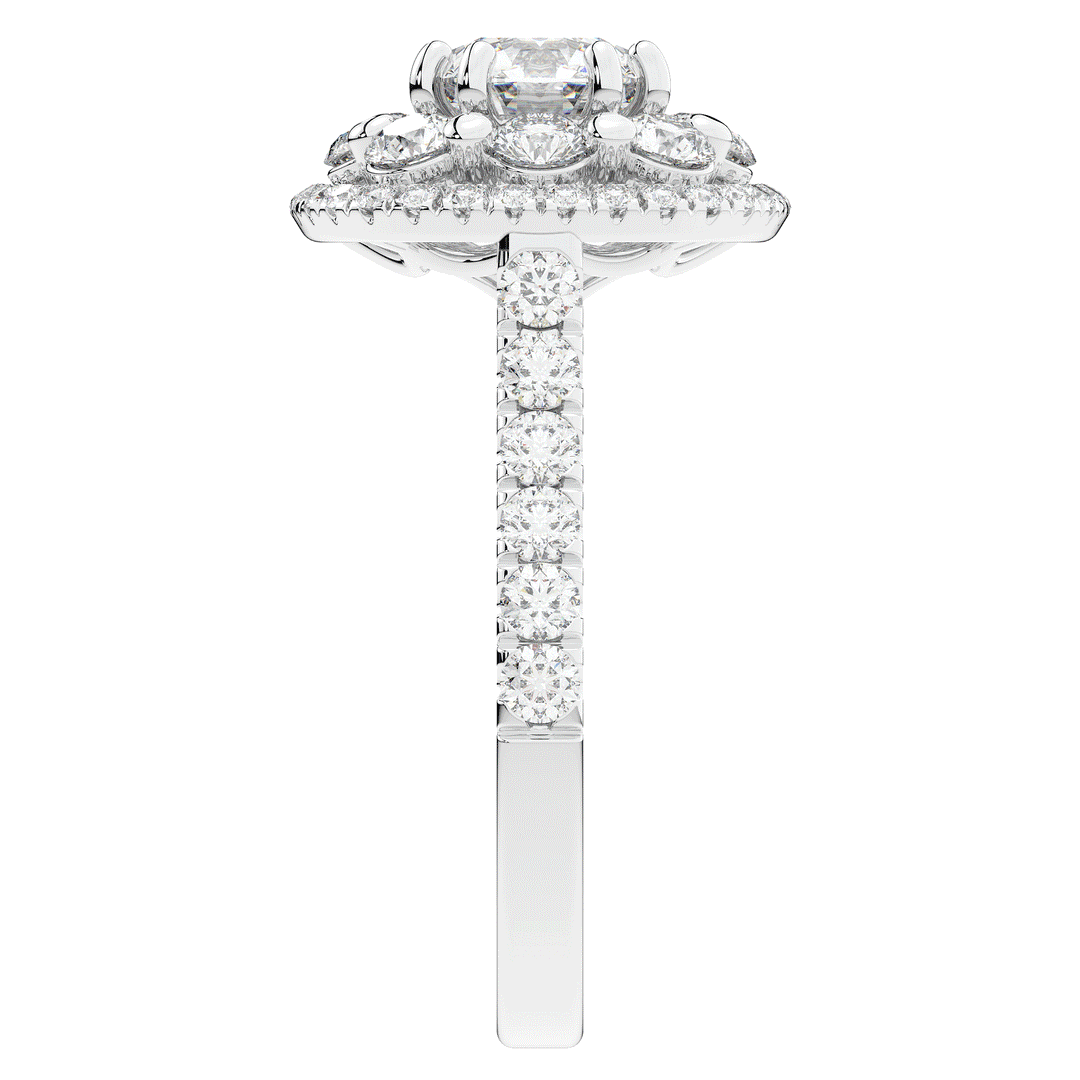 2.70CT.TW ROUND LAB DIAMOND DOUBLE HALO TWO TONE ENGAGEMENT RING - Nazarelle