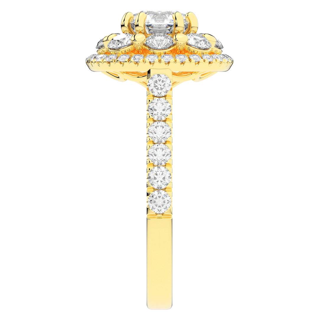 2.70CT.TW ROUND LAB DIAMOND DOUBLE HALO TWO TONE ENGAGEMENT RING - Nazarelle