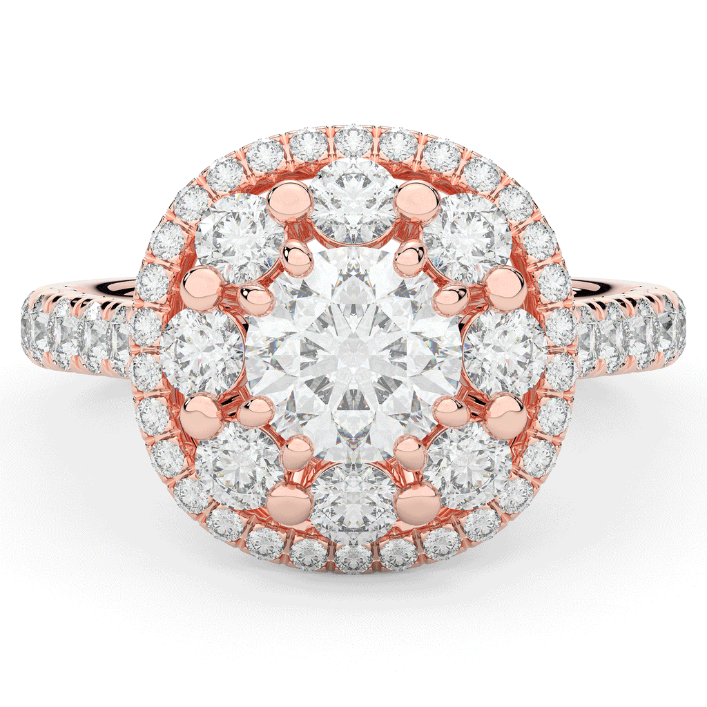 2.70CT.TW ROUND LAB DIAMOND DOUBLE HALO TWO TONE ENGAGEMENT RING - Nazarelle