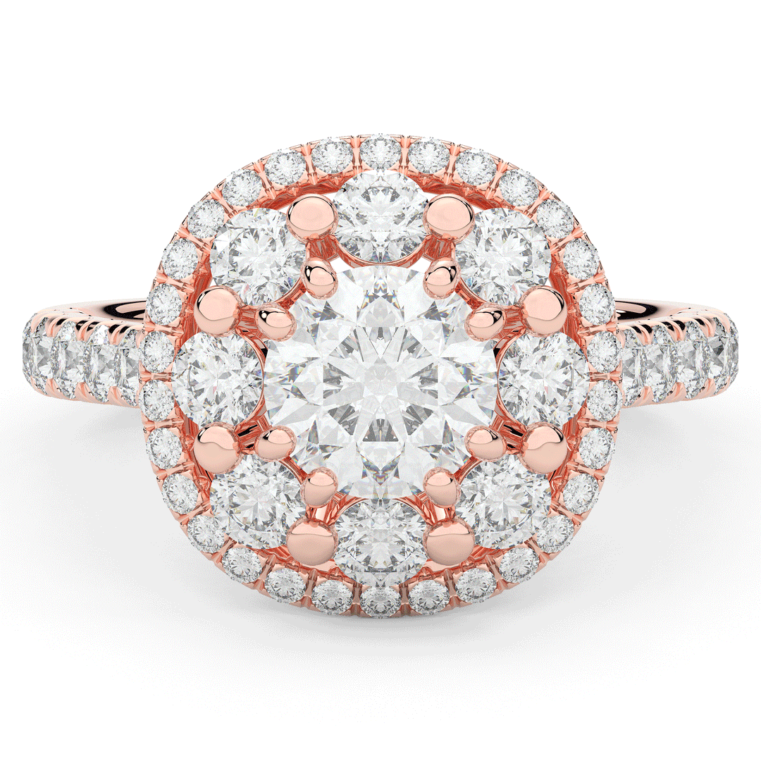 2.70CT.TW ROUND LAB DIAMOND DOUBLE HALO TWO TONE ENGAGEMENT RING - Nazarelle