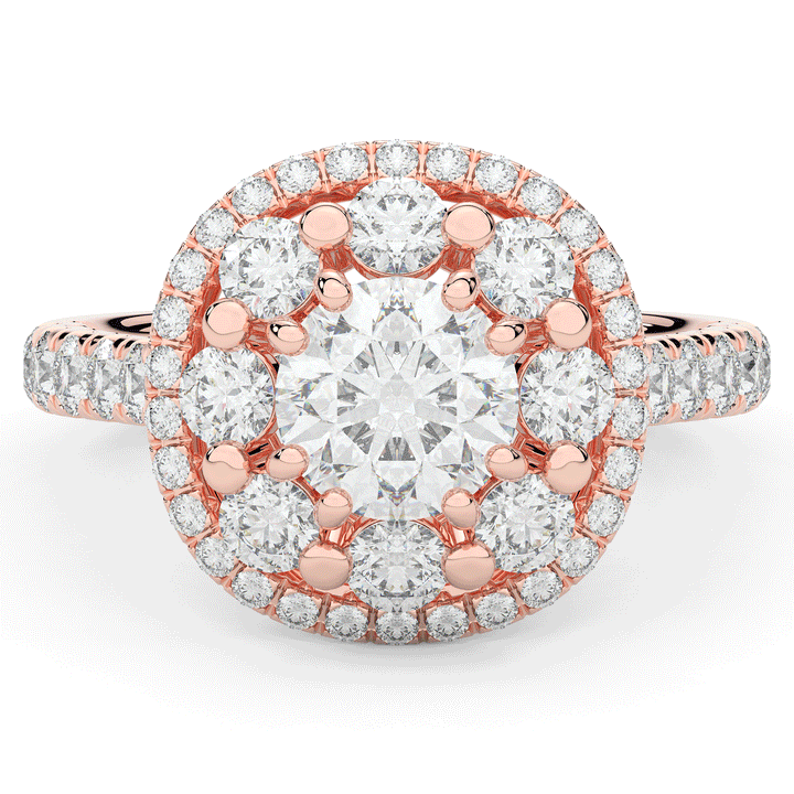 2.70CT.TW ROUND LAB DIAMOND DOUBLE HALO TWO TONE ENGAGEMENT RING - Nazarelle