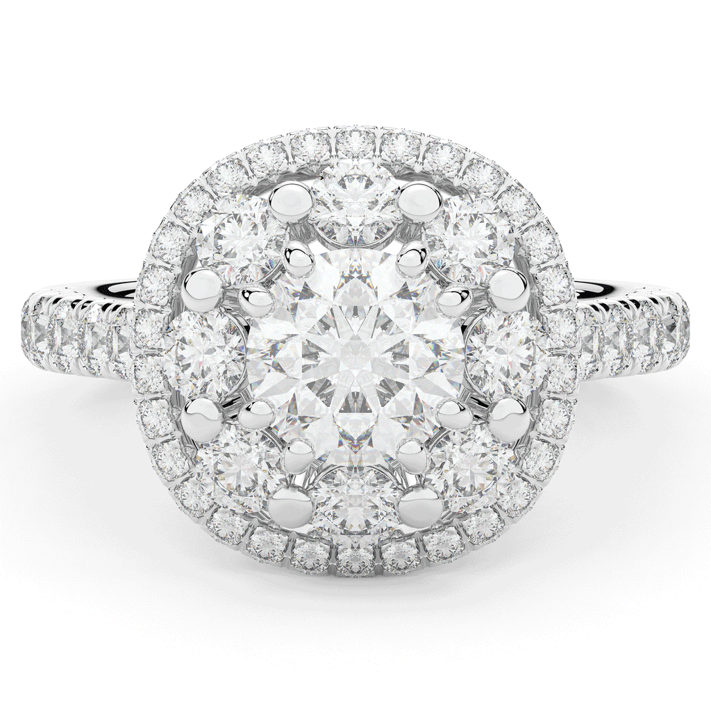2.70CT.TW ROUND LAB DIAMOND DOUBLE HALO TWO TONE ENGAGEMENT RING - Nazarelle