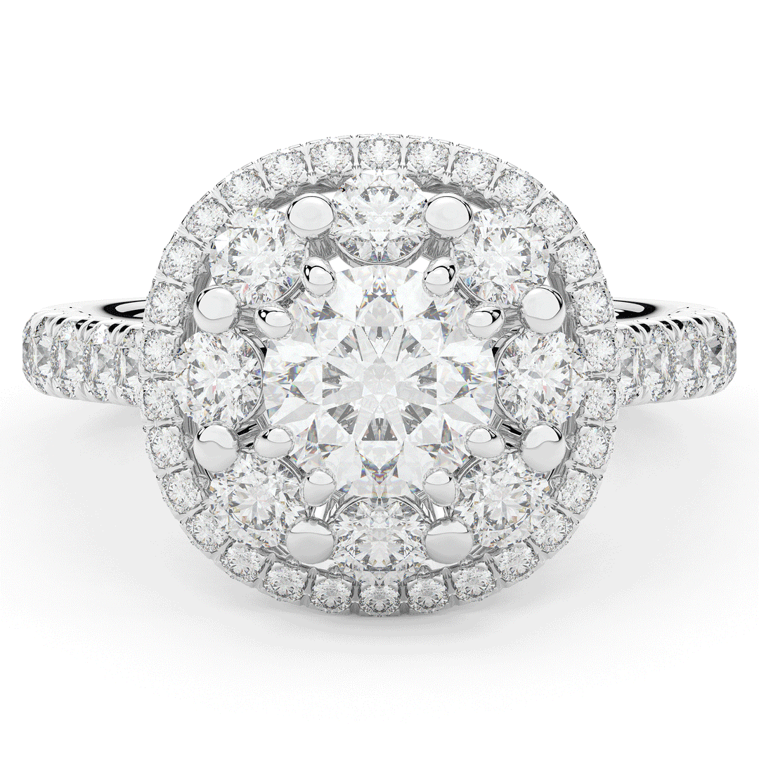 2.70CT.TW ROUND LAB DIAMOND DOUBLE HALO TWO TONE ENGAGEMENT RING - Nazarelle