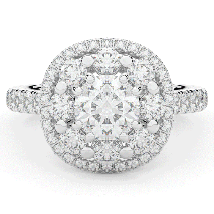 2.70CT.TW ROUND LAB DIAMOND DOUBLE HALO TWO TONE ENGAGEMENT RING - Nazarelle