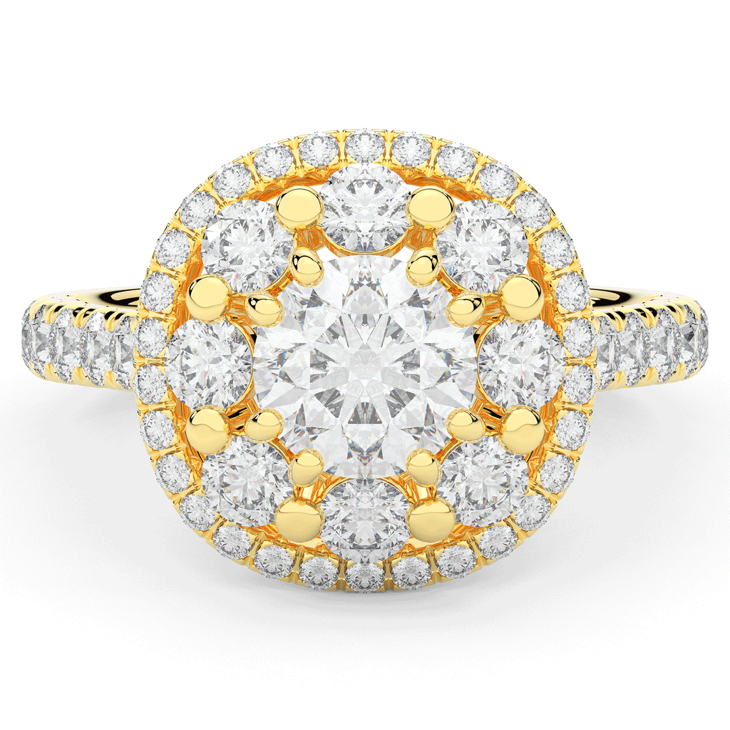 2.70CT.TW ROUND LAB DIAMOND DOUBLE HALO TWO TONE ENGAGEMENT RING - Nazarelle