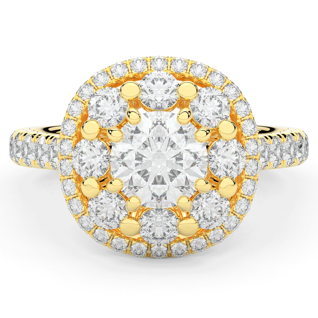 2.70CT.TW ROUND LAB DIAMOND DOUBLE HALO TWO TONE ENGAGEMENT RING - Nazarelle
