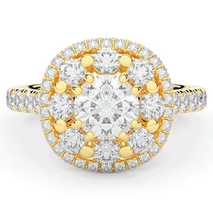 2.70CT.TW ROUND LAB DIAMOND DOUBLE HALO TWO TONE ENGAGEMENT RING - Nazarelle