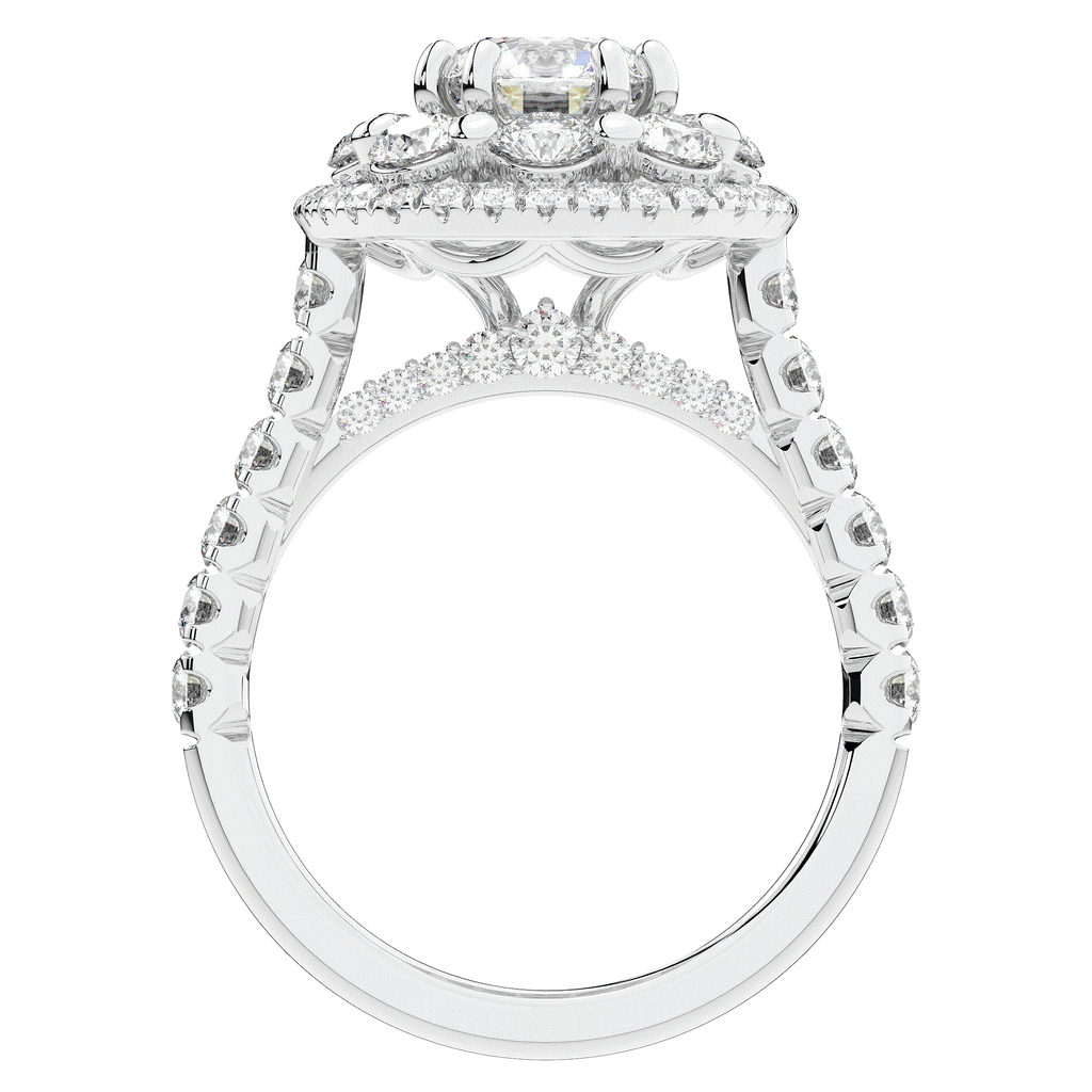 2.70CT.TW ROUND LAB DIAMOND DOUBLE HALO TWO TONE ENGAGEMENT RING - Nazarelle