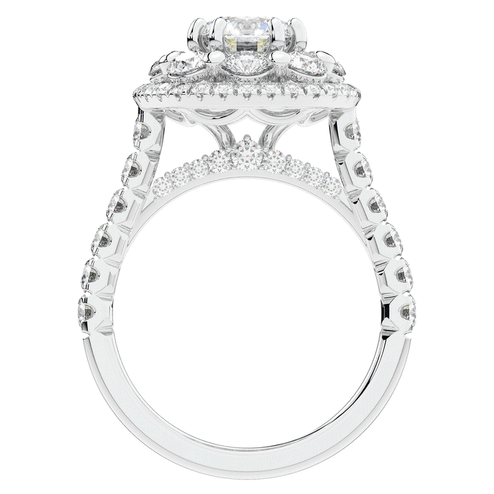 2.70CT.TW ROUND LAB DIAMOND DOUBLE HALO TWO TONE ENGAGEMENT RING - Nazarelle