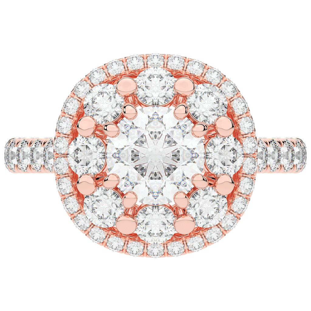 2.70CT.TW ROUND LAB DIAMOND DOUBLE HALO TWO TONE ENGAGEMENT RING - Nazarelle