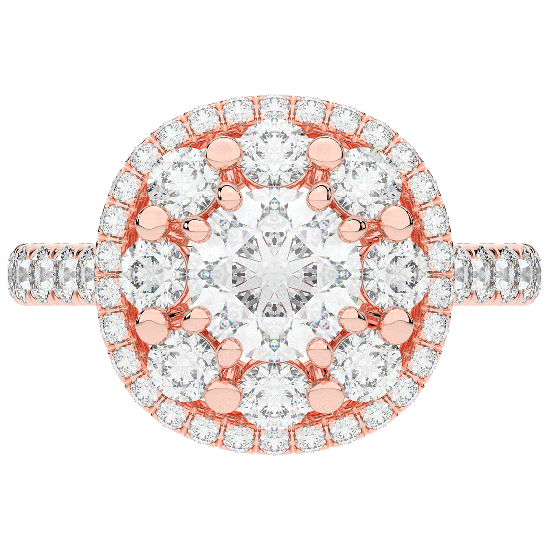 2.70CT.TW ROUND LAB DIAMOND DOUBLE HALO TWO TONE ENGAGEMENT RING - Nazarelle