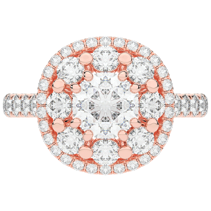 2.70CT.TW ROUND LAB DIAMOND DOUBLE HALO TWO TONE ENGAGEMENT RING - Nazarelle
