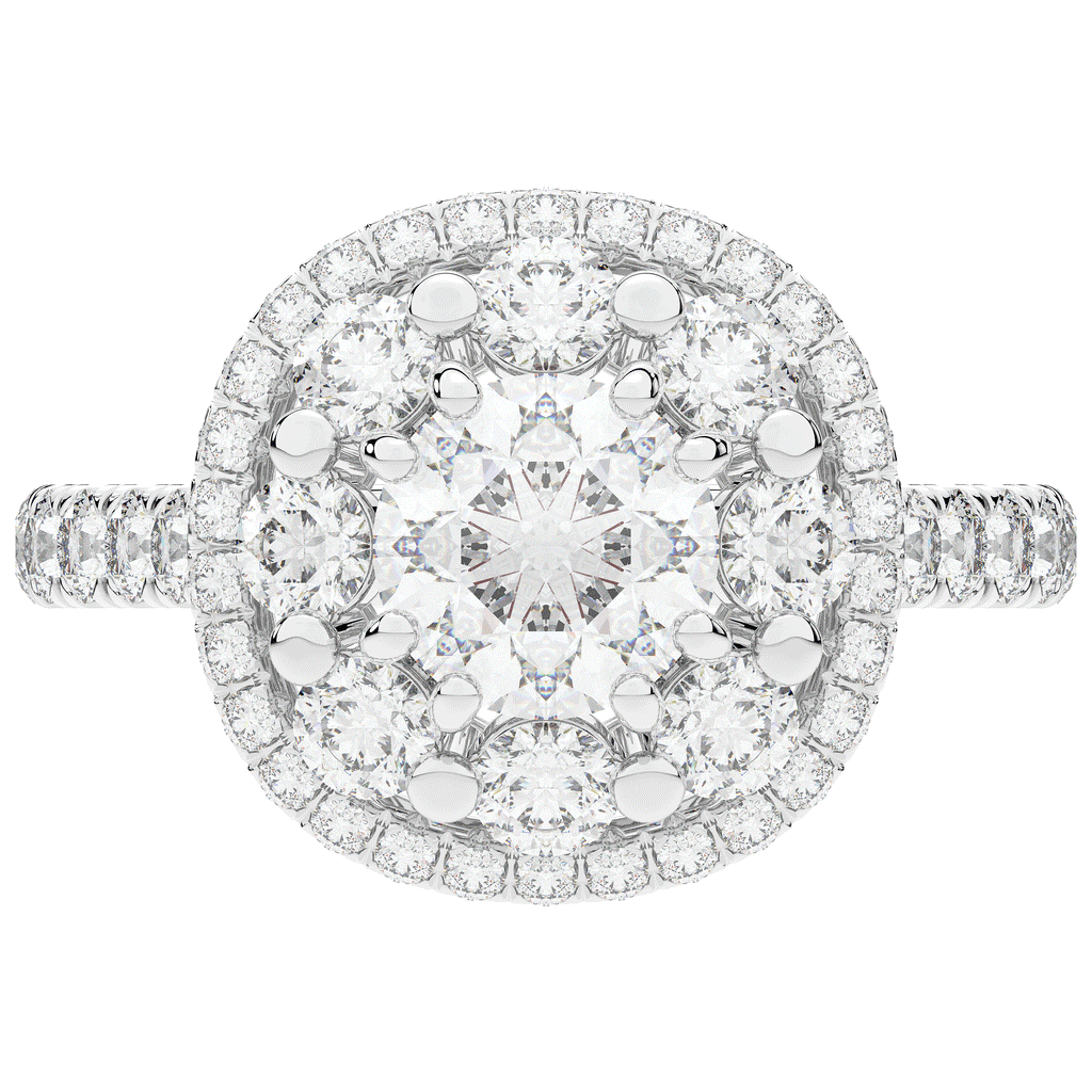 2.70CT.TW ROUND LAB DIAMOND DOUBLE HALO TWO TONE ENGAGEMENT RING - Nazarelle