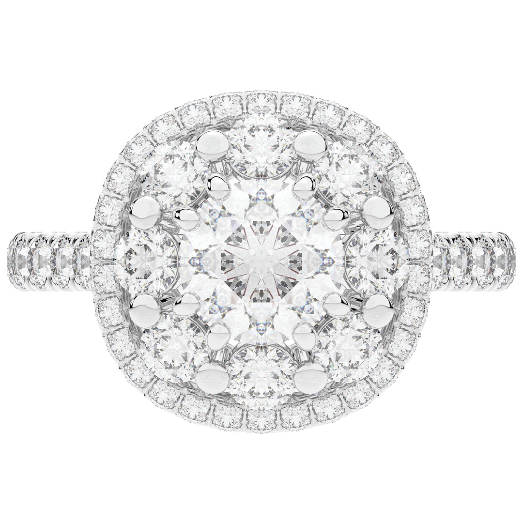 2.70CT.TW ROUND LAB DIAMOND DOUBLE HALO TWO TONE ENGAGEMENT RING - Nazarelle