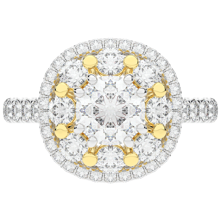 2.70CT.TW ROUND LAB DIAMOND DOUBLE HALO TWO TONE ENGAGEMENT RING - Nazarelle