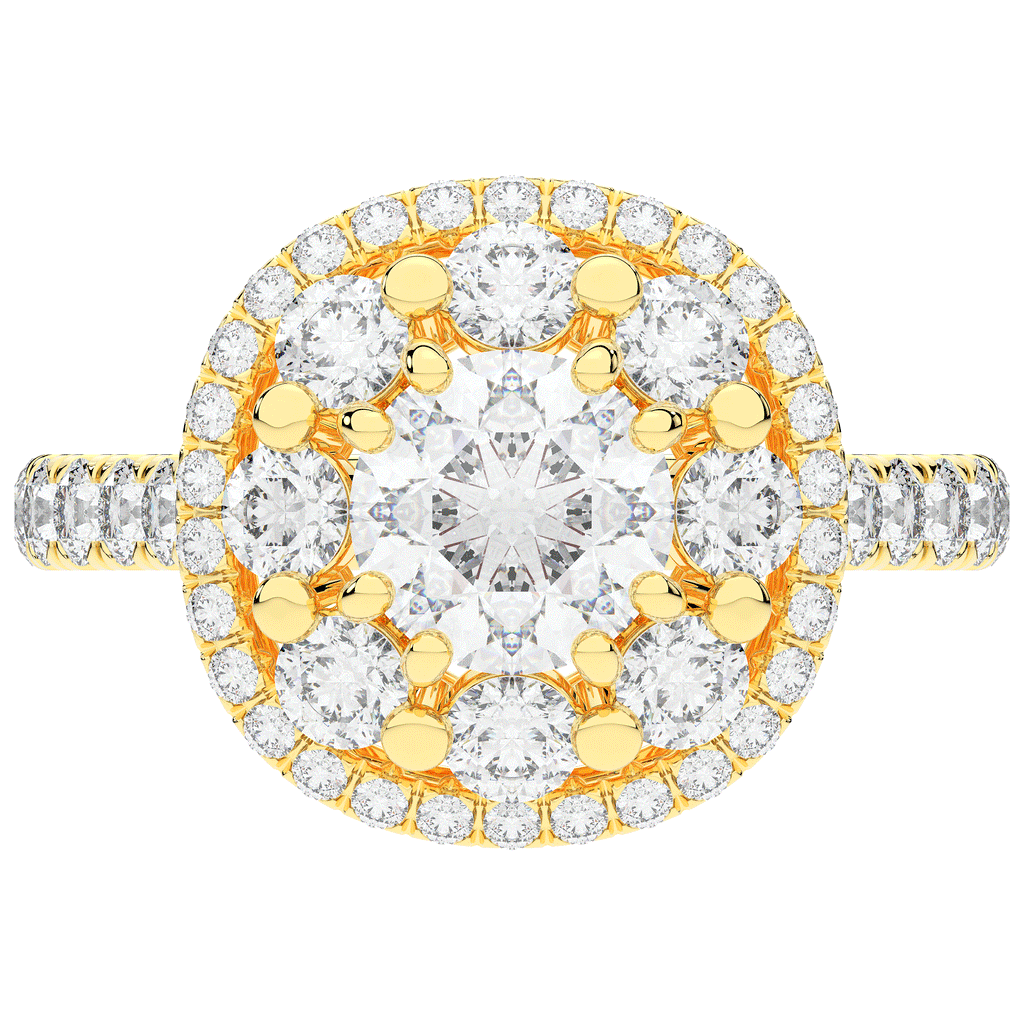 2.70CT.TW ROUND LAB DIAMOND DOUBLE HALO TWO TONE ENGAGEMENT RING - Nazarelle