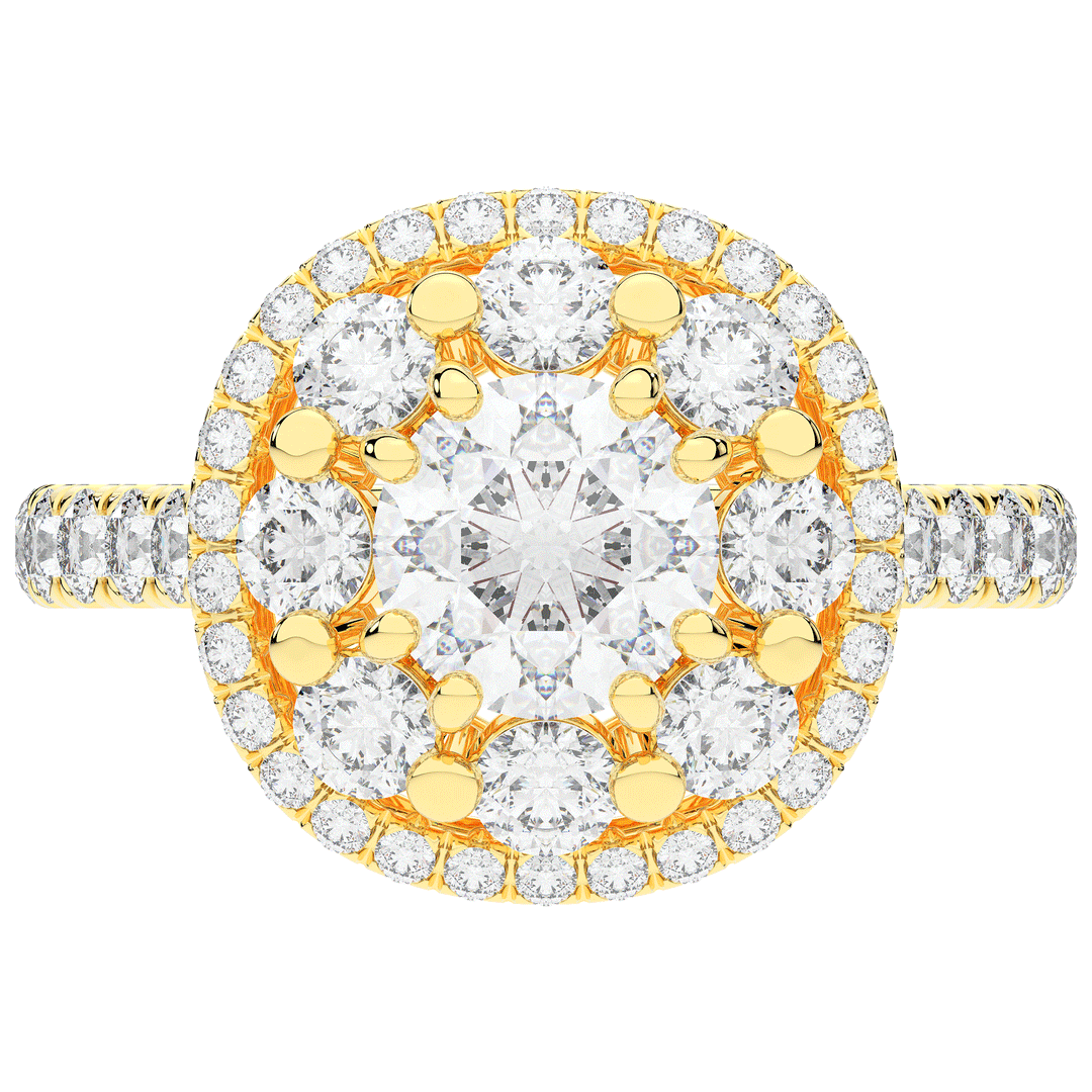 2.70CT.TW ROUND LAB DIAMOND DOUBLE HALO TWO TONE ENGAGEMENT RING - Nazarelle