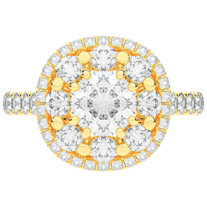 2.70CT.TW ROUND LAB DIAMOND DOUBLE HALO TWO TONE ENGAGEMENT RING - Nazarelle