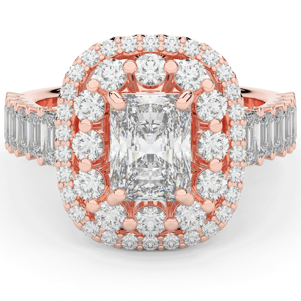 4.70CT.TW RADIANT LAB DIAMOND DOUBLE HALO TWO TONE ENGAGEMENT RING - Nazarelle