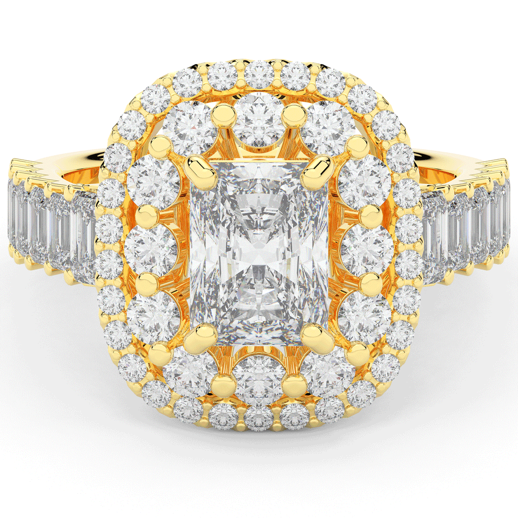 4.70CT.TW RADIANT LAB DIAMOND DOUBLE HALO TWO TONE ENGAGEMENT RING - Nazarelle