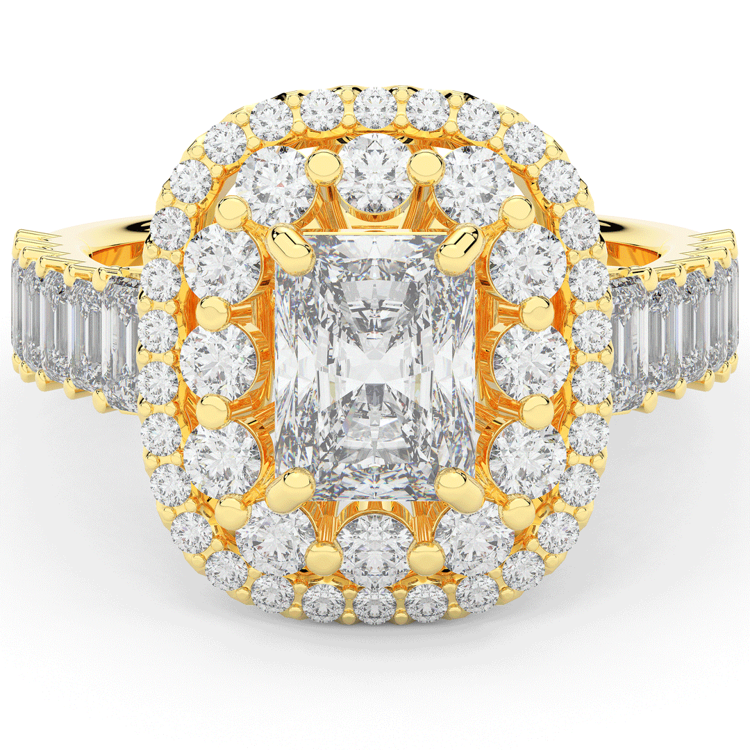 4.70CT.TW RADIANT LAB DIAMOND DOUBLE HALO TWO TONE ENGAGEMENT RING - Nazarelle