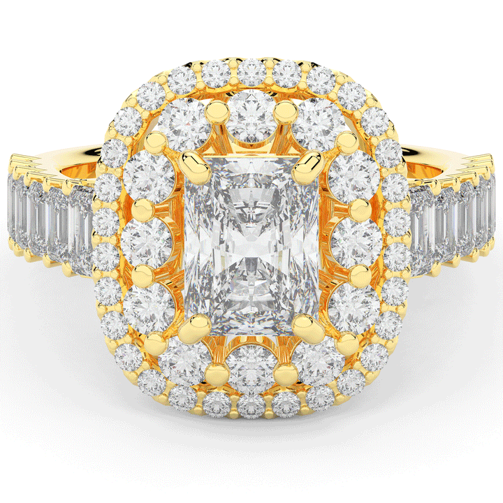 4.70CT.TW RADIANT LAB DIAMOND DOUBLE HALO TWO TONE ENGAGEMENT RING - Nazarelle