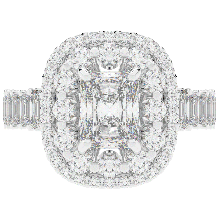 4.70CT.TW RADIANT LAB DIAMOND DOUBLE HALO TWO TONE ENGAGEMENT RING - Nazarelle
