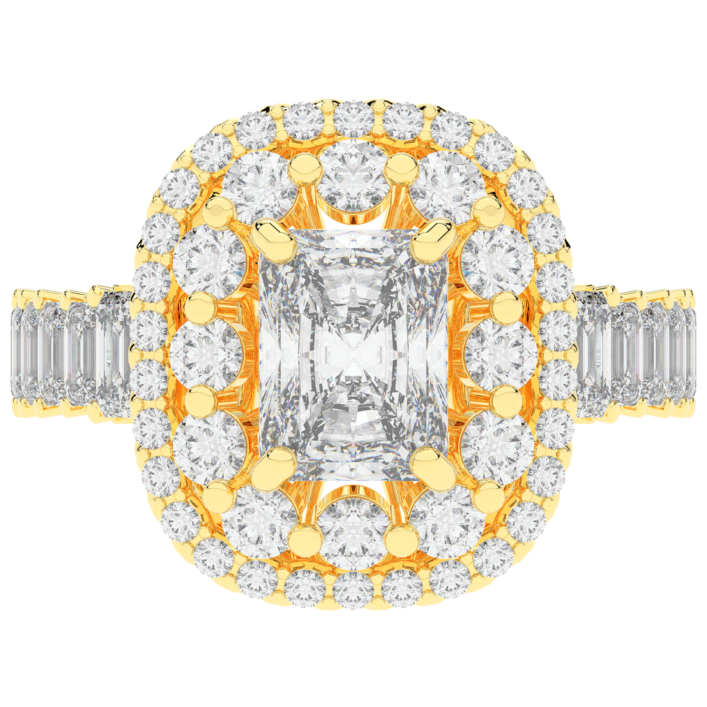 4.70CT.TW RADIANT LAB DIAMOND DOUBLE HALO TWO TONE ENGAGEMENT RING - Nazarelle