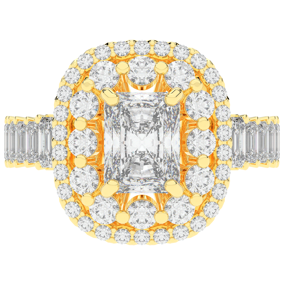 4.70CT.TW RADIANT LAB DIAMOND DOUBLE HALO TWO TONE ENGAGEMENT RING - Nazarelle