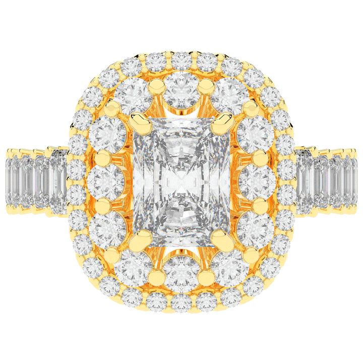 4.70CT.TW RADIANT LAB DIAMOND DOUBLE HALO TWO TONE ENGAGEMENT RING - Nazarelle