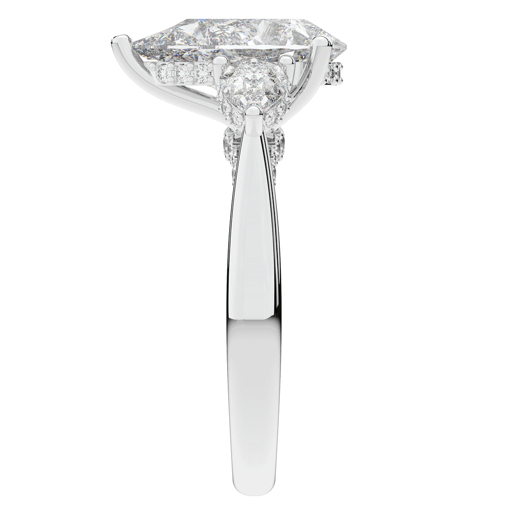 3.70CT.TW PEAR LAB DIAMOND 3 STONE ENGAGEMENT RING - Nazarelle