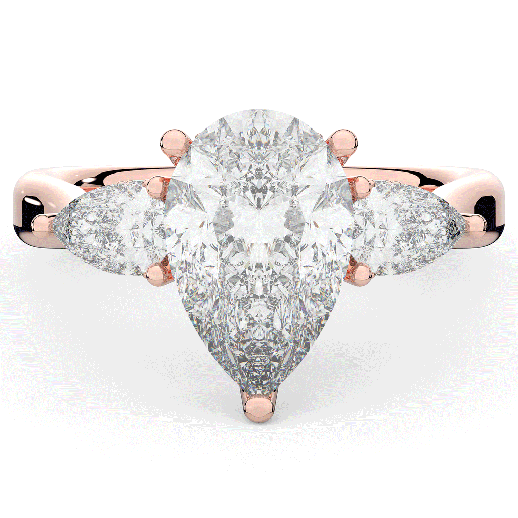 3.70CT.TW PEAR LAB DIAMOND 3 STONE ENGAGEMENT RING - Nazarelle