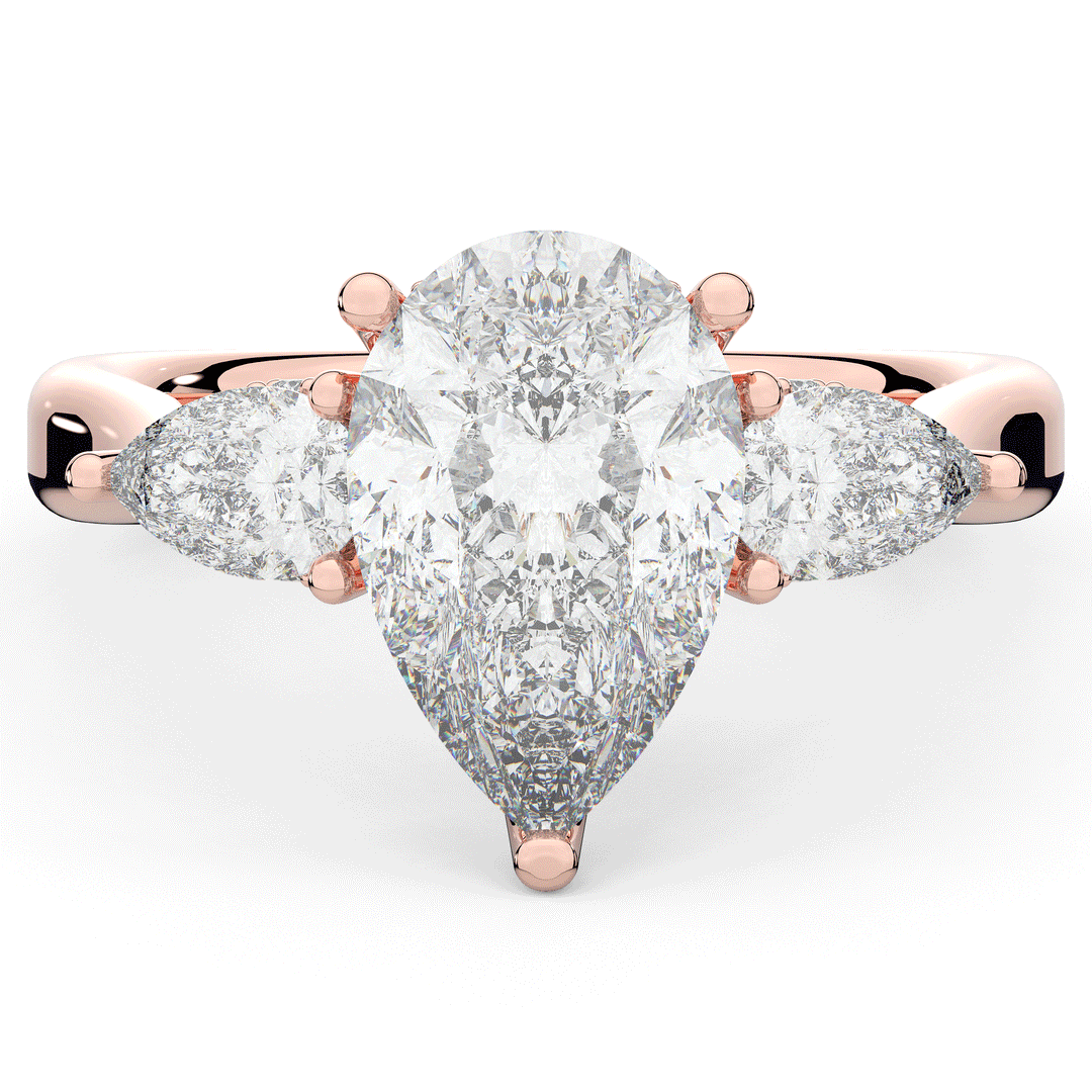 3.70CT.TW PEAR LAB DIAMOND 3 STONE ENGAGEMENT RING - Nazarelle