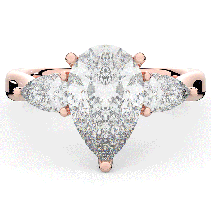 3.70CT.TW PEAR LAB DIAMOND 3 STONE ENGAGEMENT RING - Nazarelle