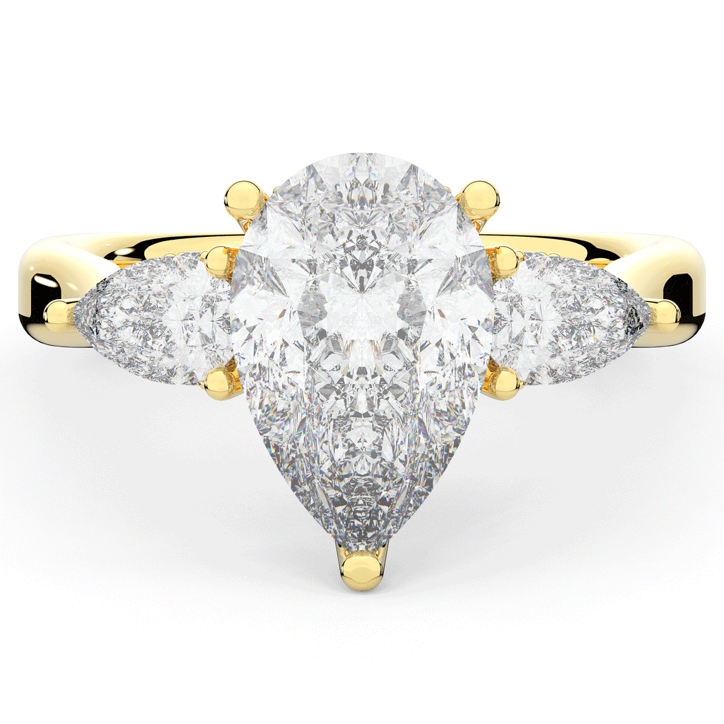 3.70CT.TW PEAR LAB DIAMOND 3 STONE ENGAGEMENT RING - Nazarelle
