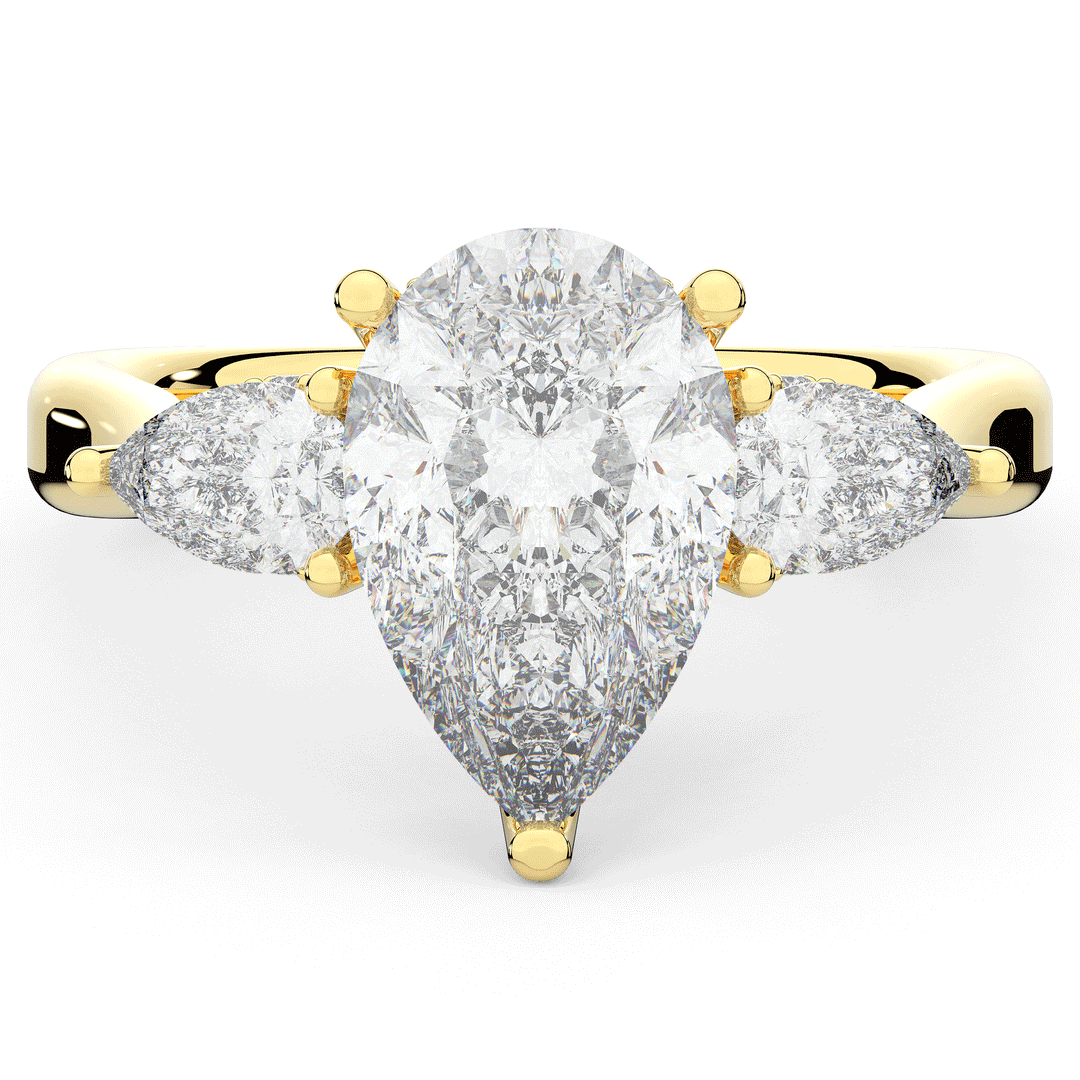 3.70CT.TW PEAR LAB DIAMOND 3 STONE ENGAGEMENT RING - Nazarelle