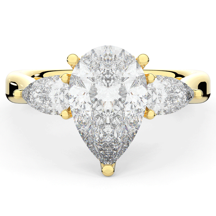 3.70CT.TW PEAR LAB DIAMOND 3 STONE ENGAGEMENT RING - Nazarelle