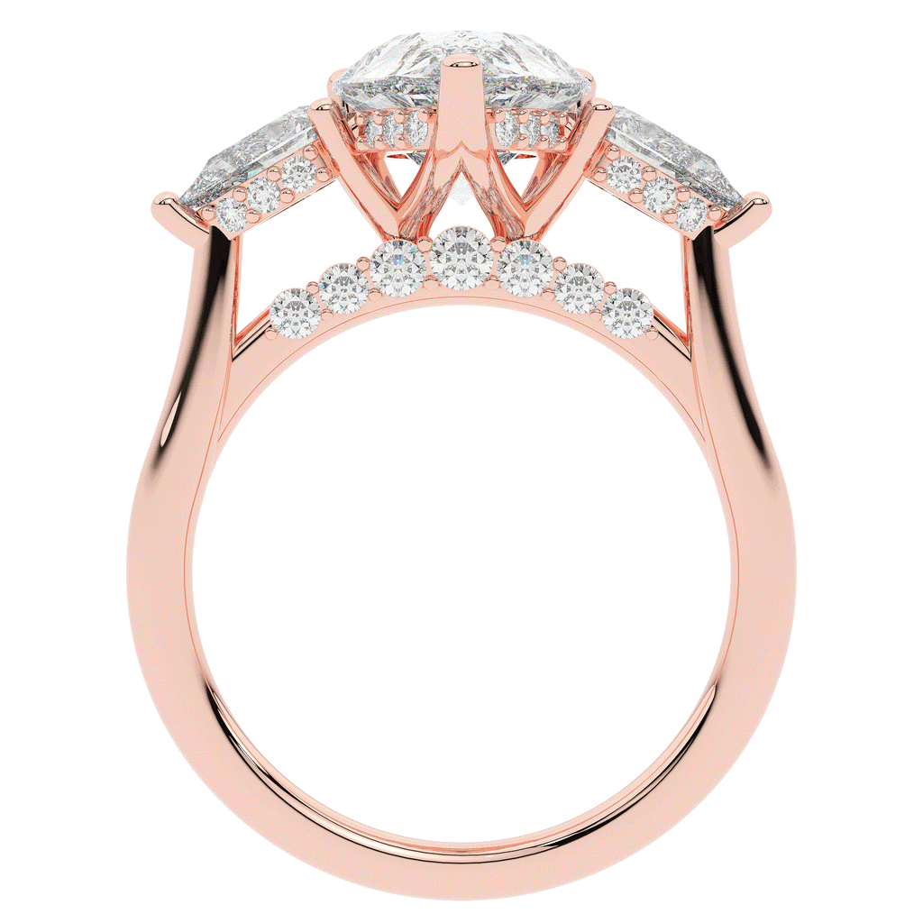 3.70CT.TW PEAR LAB DIAMOND 3 STONE ENGAGEMENT RING - Nazarelle