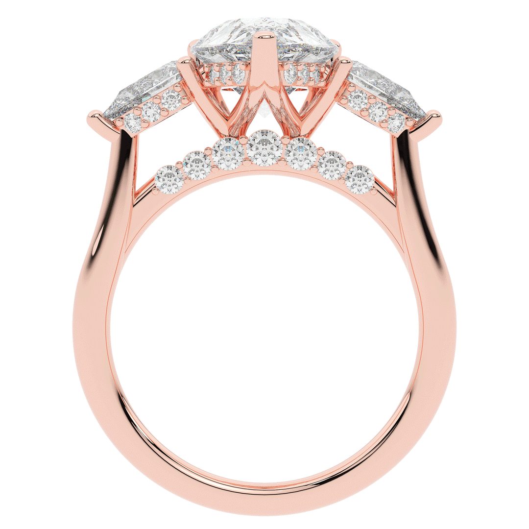 3.70CT.TW PEAR LAB DIAMOND 3 STONE ENGAGEMENT RING - Nazarelle