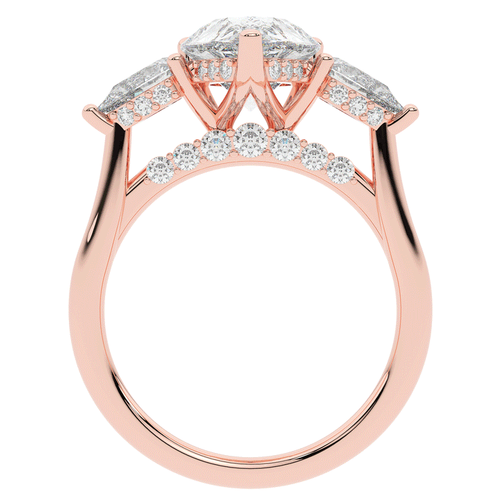 3.70CT.TW PEAR LAB DIAMOND 3 STONE ENGAGEMENT RING - Nazarelle