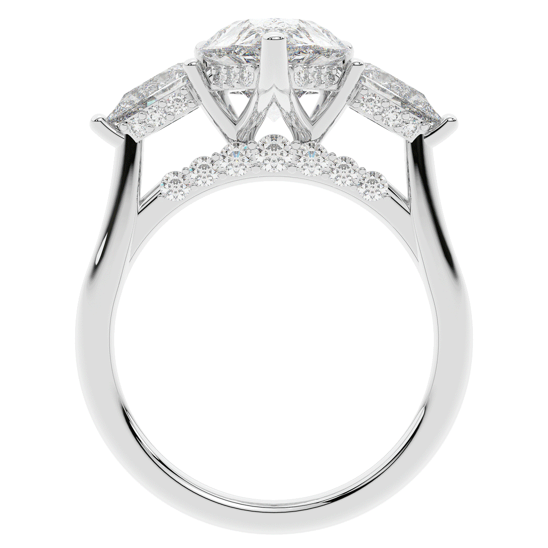 3.70CT.TW PEAR LAB DIAMOND 3 STONE ENGAGEMENT RING - Nazarelle