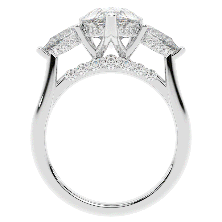 3.70CT.TW PEAR LAB DIAMOND 3 STONE ENGAGEMENT RING - Nazarelle