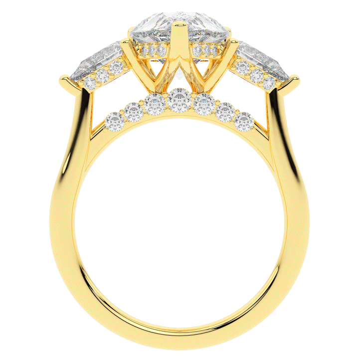 3.70CT.TW PEAR LAB DIAMOND 3 STONE ENGAGEMENT RING - Nazarelle