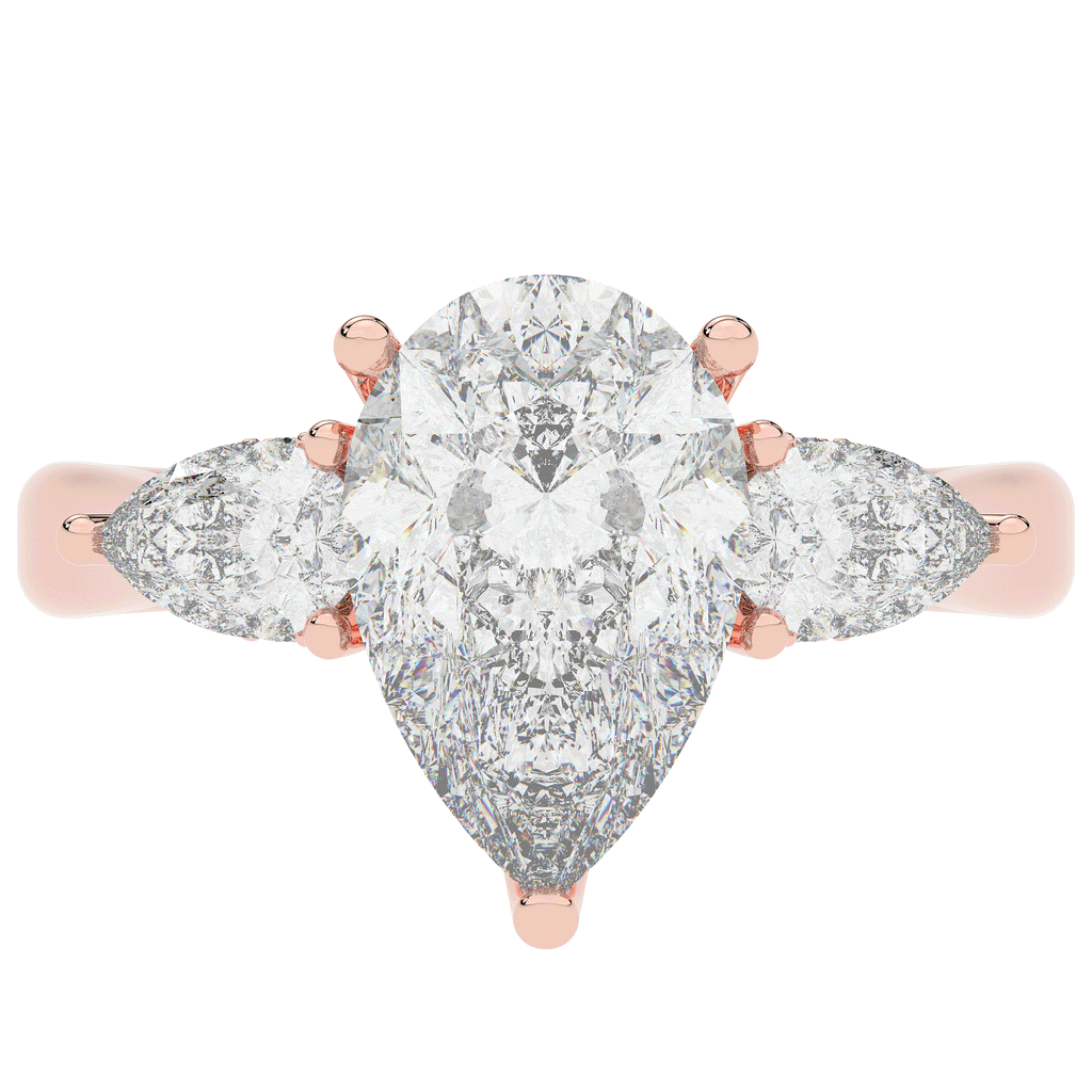 3.70CT.TW PEAR LAB DIAMOND 3 STONE ENGAGEMENT RING - Nazarelle