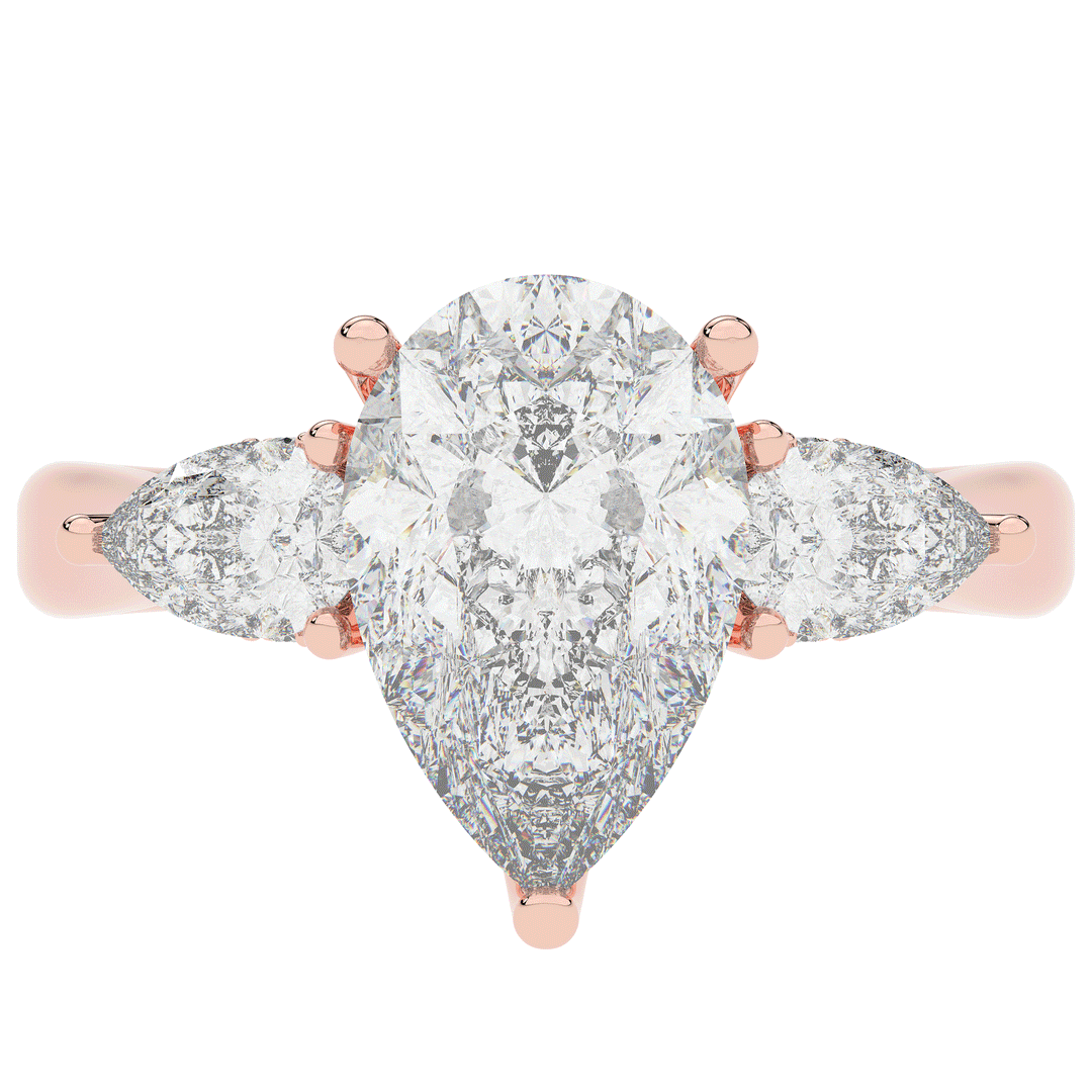 3.70CT.TW PEAR LAB DIAMOND 3 STONE ENGAGEMENT RING - Nazarelle