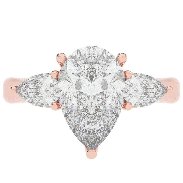 3.70CT.TW PEAR LAB DIAMOND 3 STONE ENGAGEMENT RING - Nazarelle