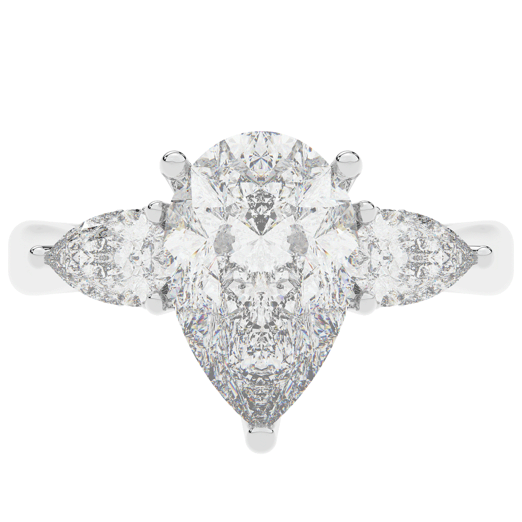 3.70CT.TW PEAR LAB DIAMOND 3 STONE ENGAGEMENT RING - Nazarelle